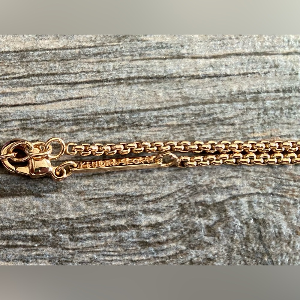 Kendra Scott Kimmy Necklace Rose Gold Gray Granite Stone - Picture 2 of 5